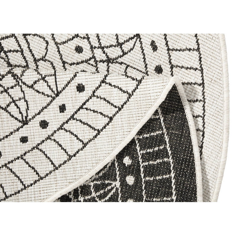 Porto rug in black/cream, Round 140cm
