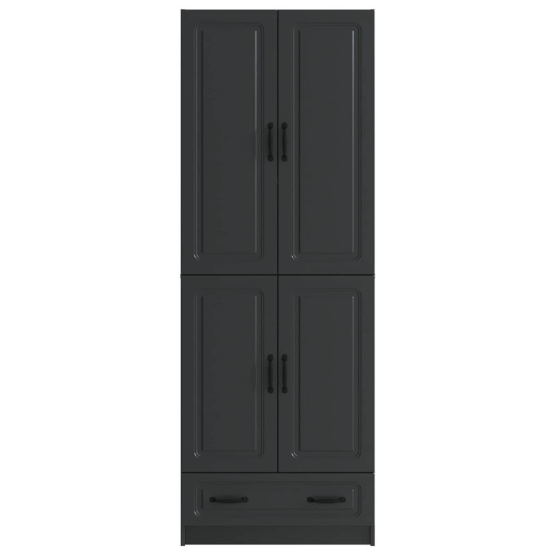 4 -Door 3 Storage Cabinet, Black
