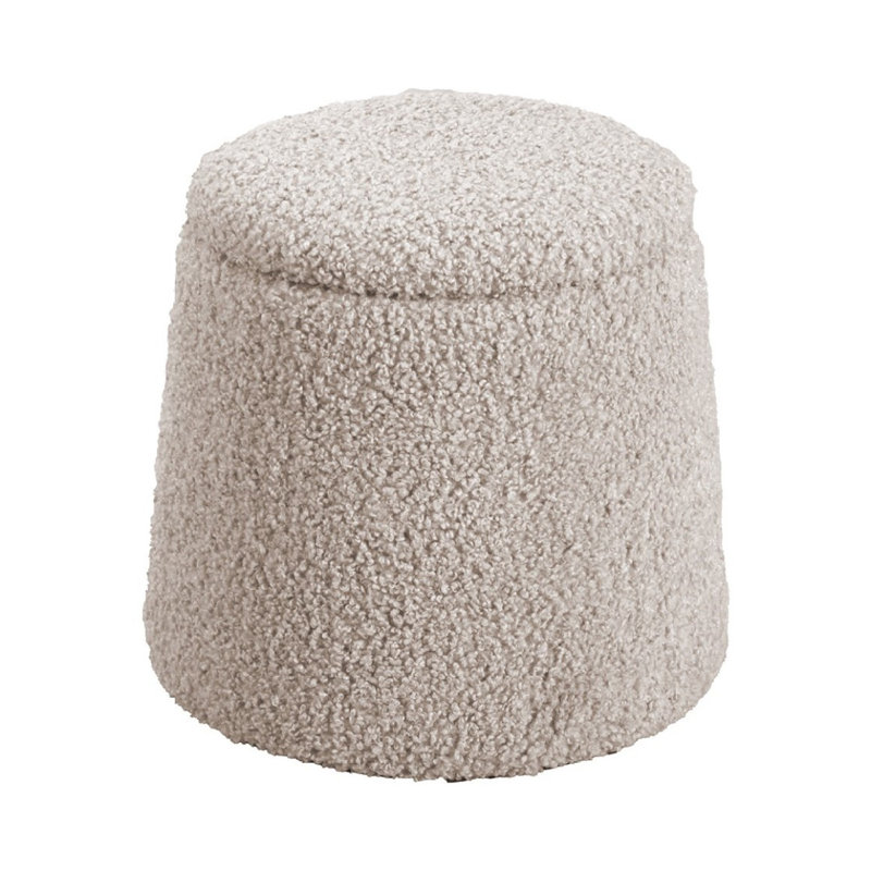 Round Storage Ottoman, Beige
