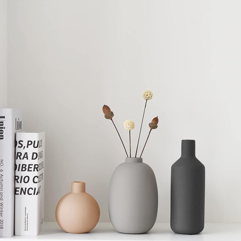 Ensemble de 3 vases en céramique neutre