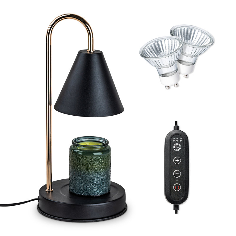 Candle Warmer Lamp with Timer, Dimmable, Adjustable Height - Electric Top Down Melting for All Jar Candles - Home Decor Wax Melter Light (Includes 2 Halogen Bulbs)