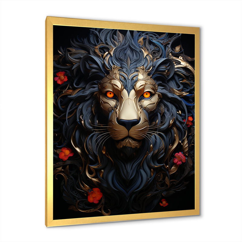 Golden Panther Majesty, H 40 po x l 30 po x P 1,5 po, Cadre doré simple