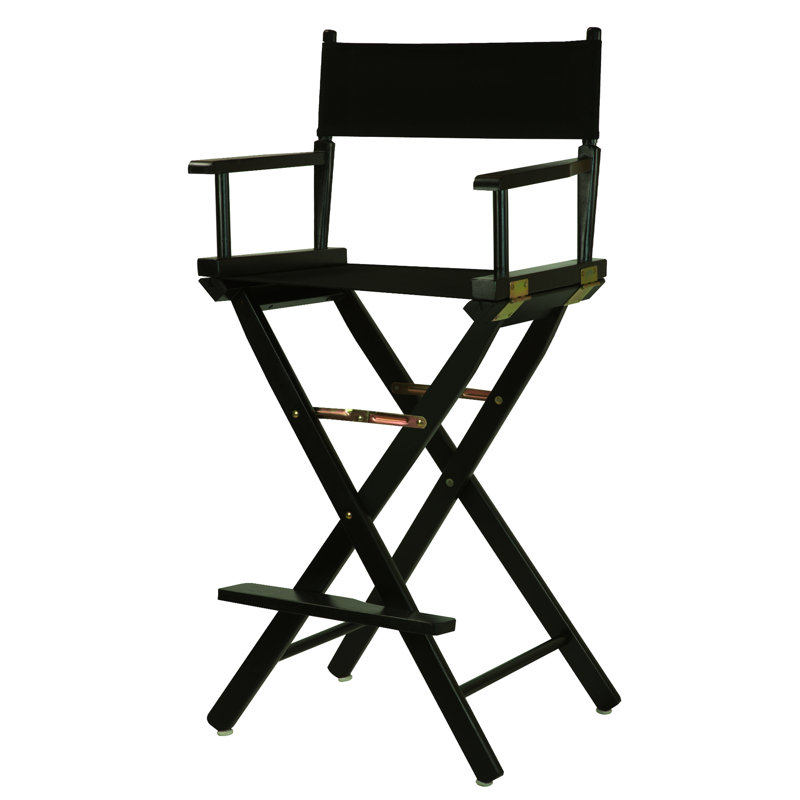 30" Folding Director Chair with Canvas, Black, Black