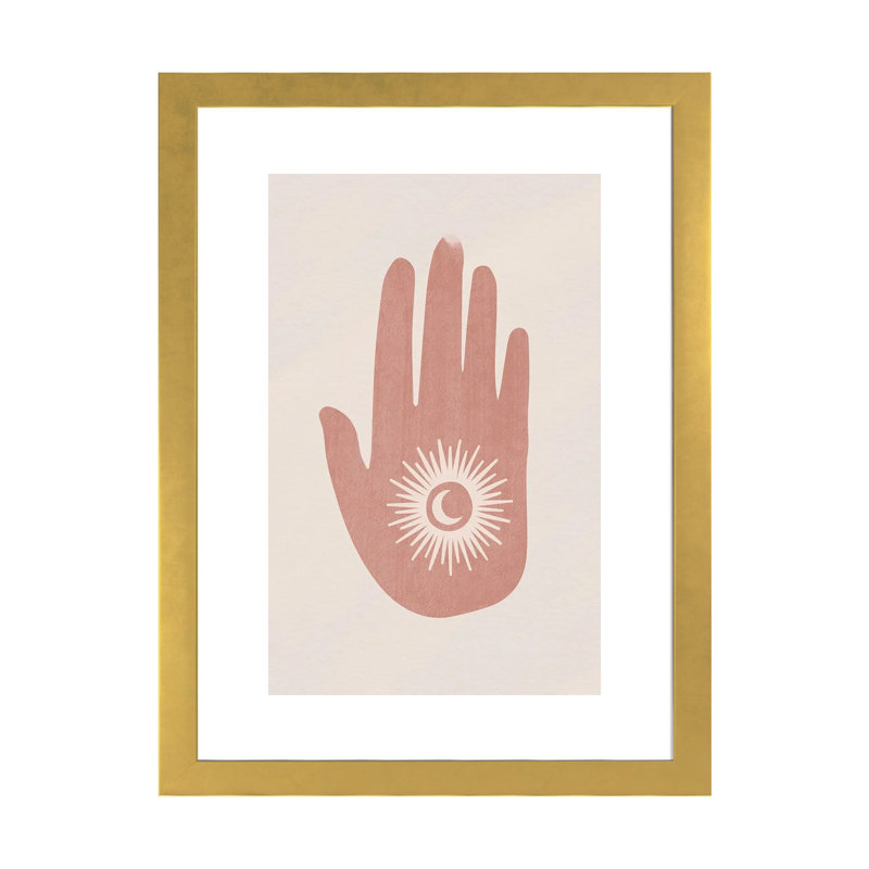 " Eclipse Hand ", Gold Framed Paper, White, 24" H x 16" W x 1" D
