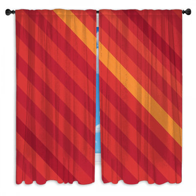 Rideaux de fenêtre rouges à rayures diagonales et obscurcissant - 2 panneaux