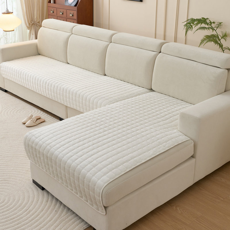 Ensemble de housse de coussin pour canapé modulaire en peluche 2 pièces, protecteur antidérapant et lavable pour canapé en forme de L