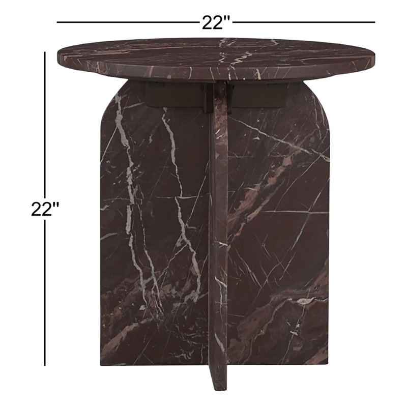 Reilly Marble End Table, Merlot