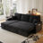 83.5" Wide Corduroy Reversible Sleeper Sectional with Storage Chaise & USB Ports-398328570