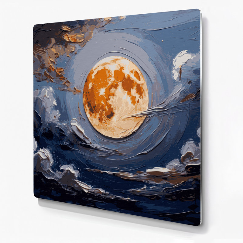 «Thanksgiving Harvest Moon», art mural en métal gris, 32" H x 32" W x 0.05" D