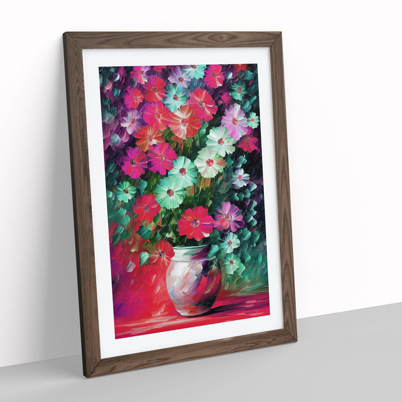 Vase Of Flowers No.2 - Single Picture Frame Painting, 34cm H x 25cm W x 2cm D, Walnut 
