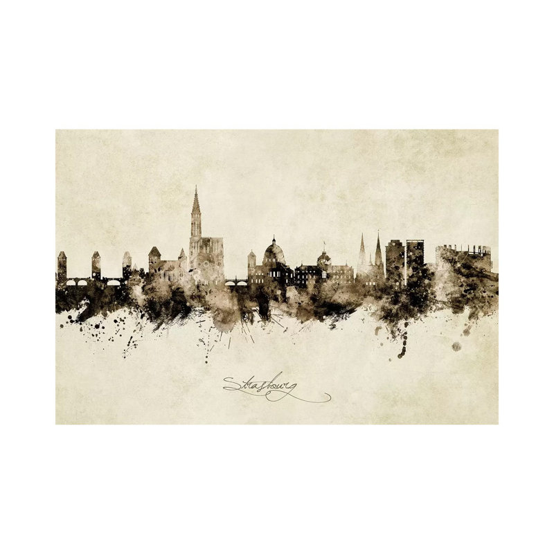 Strasbourg France Skyline Vintage by Michael Tompsett - Wrapped Canvas Gallery-Wrapped Canvas Giclée, 20.32 cm H x 30.48 cm W