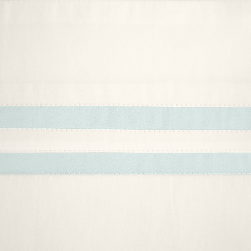 Ribbons Sateen Sheet Set, Ivory/Eucalipto, Twin