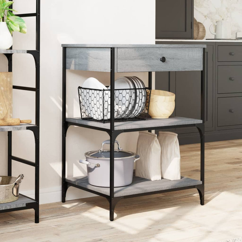 Dwyce Metal Bar Cart, Grey Sonoma