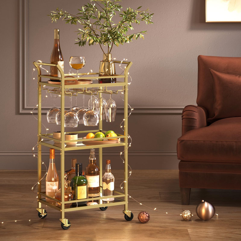 Steel Bar Cart, Gold