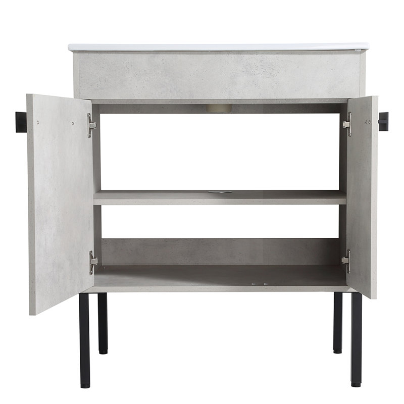 Fredina 29.31'' Single Bathroom Vanity with Wood Top