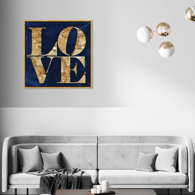 Toile pour chambre à coucher bleu marine, H 31 po x l 31 po, Cadre en plastique doré