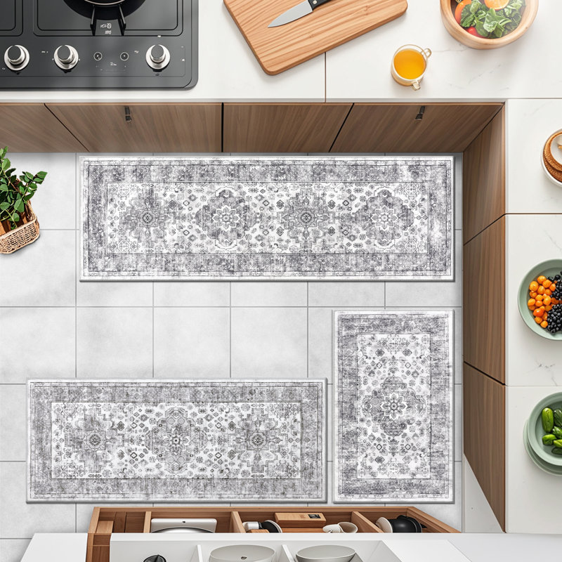 Machine Washable Non-Slip Kitchen Mat, Gray