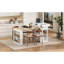 Table de salle à manger extensible avec plateau pliable, table de bar avec tiroirs et prise de courant, îlot de cuisine avec roulettes et crochets, buffet pour la cuisine et la salle à manger (blanc crème et naturel)-133525897