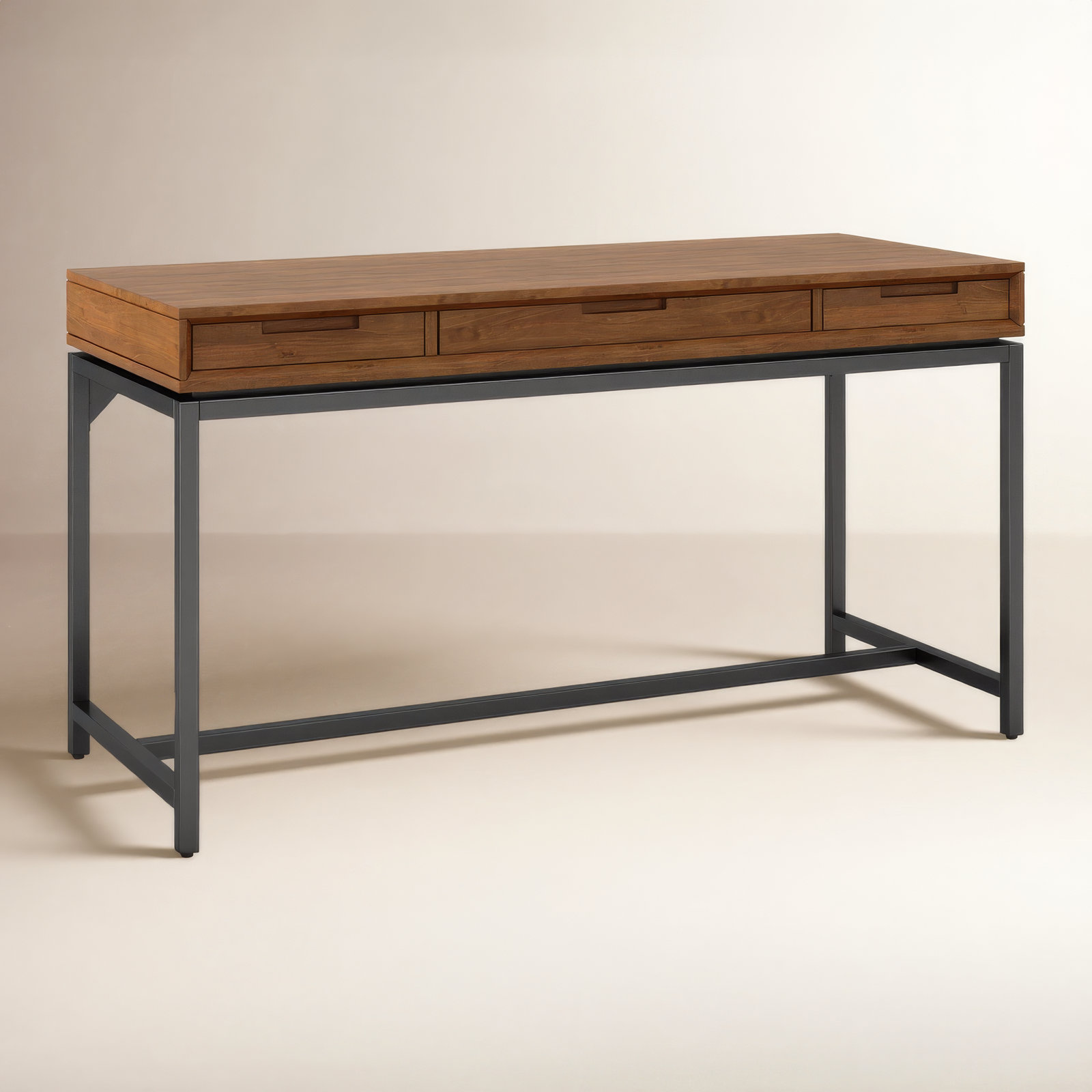 Lars Writing Desk, 31.50" H x 60" W x 24" D, Walnut Brown/Black