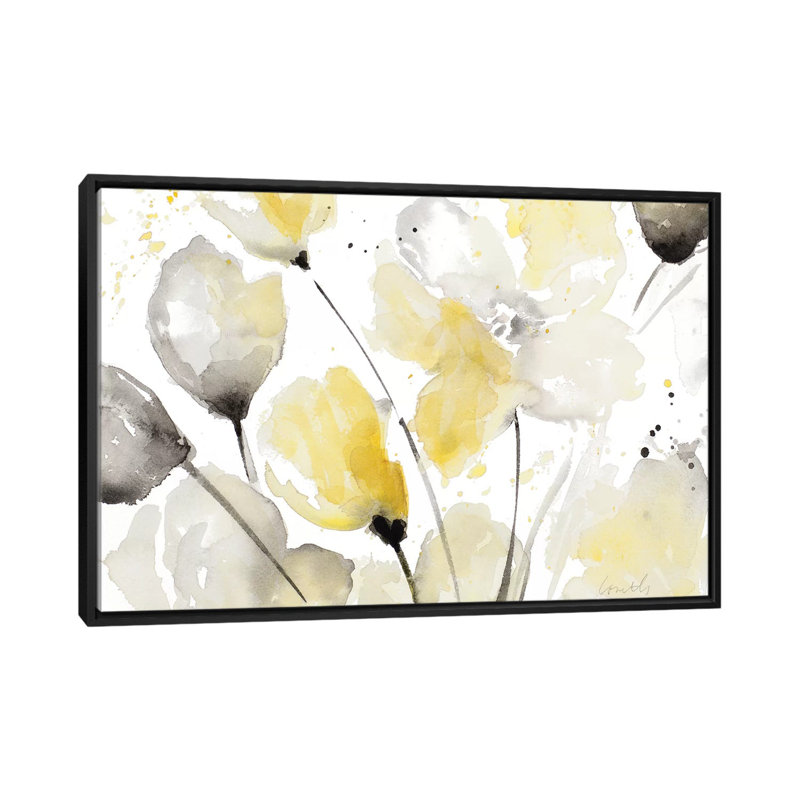 Reproduction d’art abstrait floral neutre II par Lanie Loreth, H 26 po x l 40 po x 1,5 po, Toile avec cadre noir