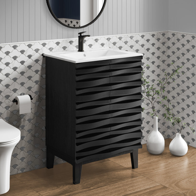 Yaw 24'' Single Bathroom Vanity with Vitreous China Top