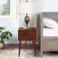 Table de chevet 2 tiroirs en bois, noyer foncé-290984623