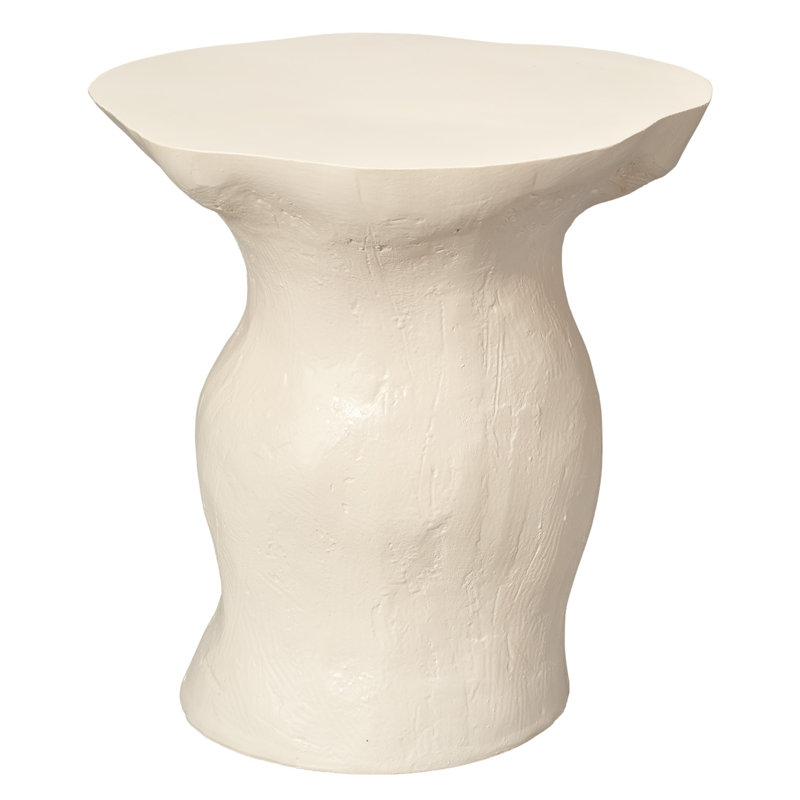 Off-White Round Metal and Glass Accent Table