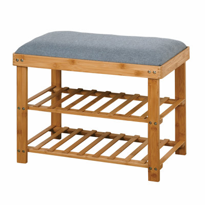 Banc de rangement en bambou pour 4 paires de chaussures