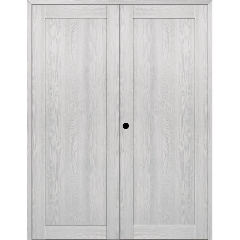 1 Panel Shaker Solid Manufactured Wood Standard Double Door, 47.75" x 79.37", Bianco Noble, Reversible