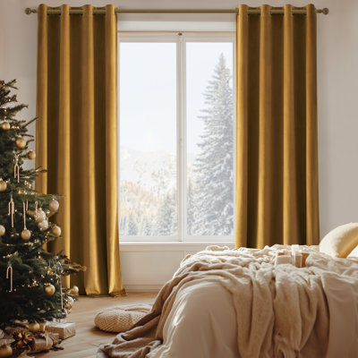 Ike Velvet Curtains Grommet Curtains Thermal Insulated Soundproof Room Darkening Drapes