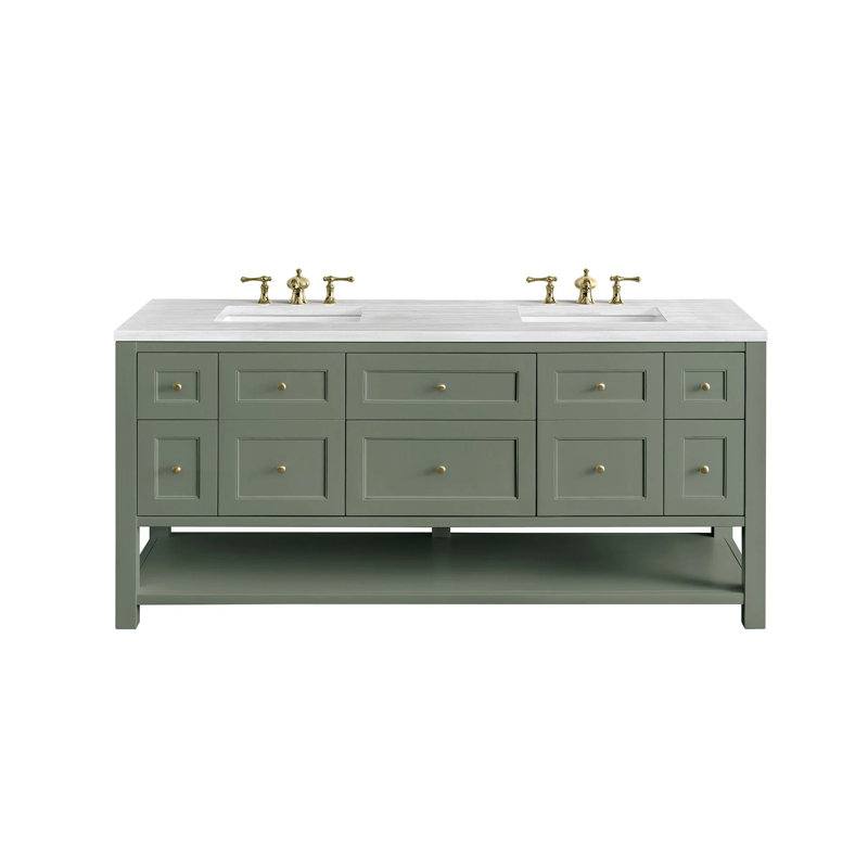 Breckenridge 72'' W Double Bathroom Vanity Base, Smokey Celadon