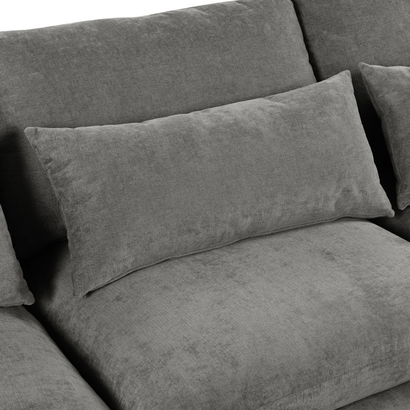 U_Style U-Shaped Freely Transformable Modular Corner Sofa With Two Ottomans, Gray Linen Blend