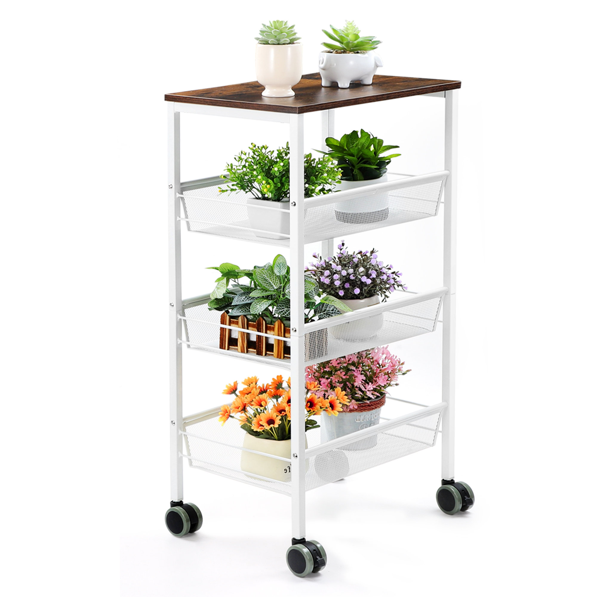 Anouar 17.25'' W Shelving Unit with Wheels