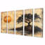 «Yellow Vintage Savannah African Tree» - ensemble de reproductions d'art mural arbre africain-1977306114