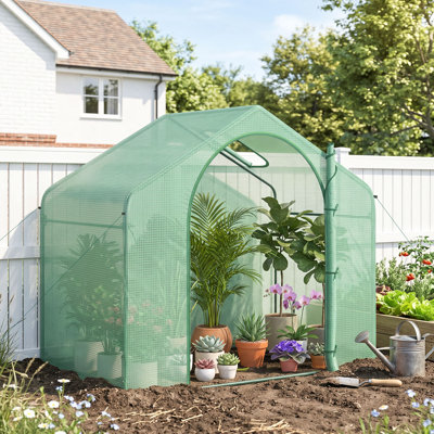Outsunny 6' X 3' X 5' Portable Walk-in Greenhouse, Pe Cover, Steel Frame Garden Hot House, Zipper Door, Top V