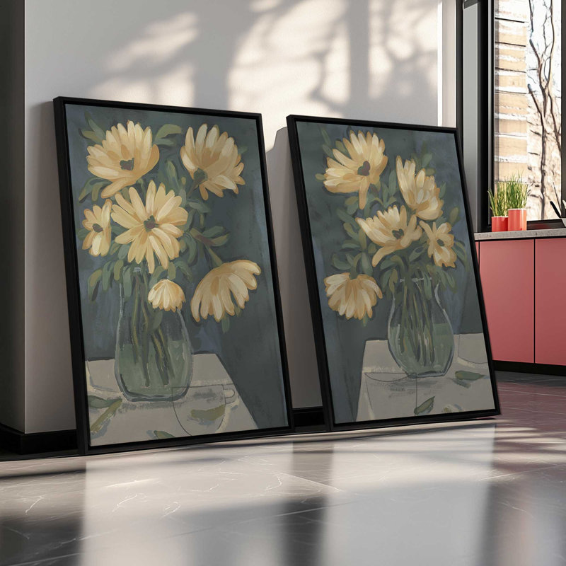 Ensoleillé ensoleillé, ensemble de 2 impressions, 30 po x 20 po, Toile avec cadre, Noir satiné