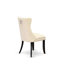 L'ensemble de salle à manger 7 pièces comprend une table et 6 chaises parsons en polyester beige clair avec dossier capitonné - Noir sablé-507873353-507873350