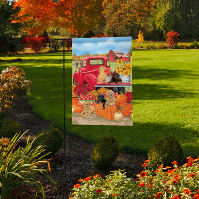 Fall Puppies Garden Flag