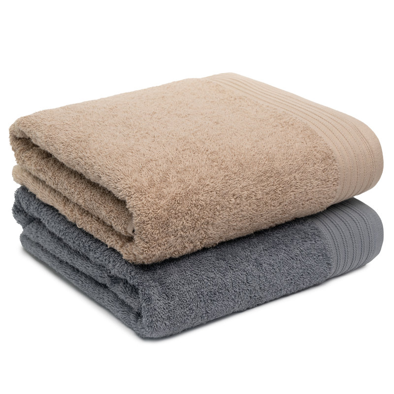 Ensemble de serviettes de bain 100% coton 2 pièces Lorena, Gris foncé / sable