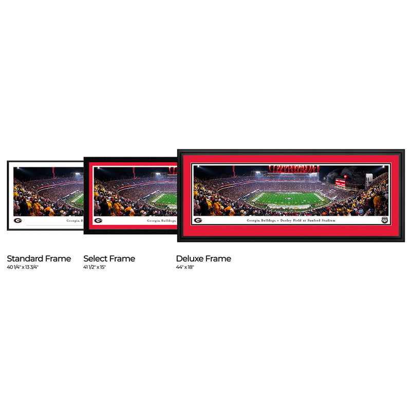 «Georgia Bulldogs», affiches et impressions encadrées, Cadre noir, Noir / Rouge, H 18 po x l 44 po x P 0,875 po