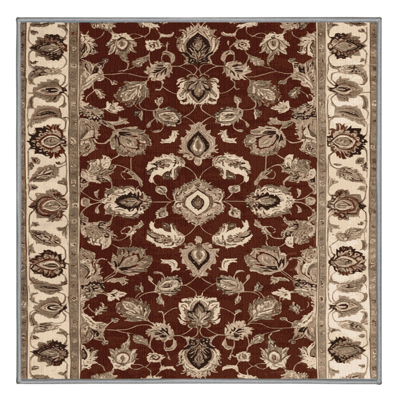 Tapis persan gris lavable à la machine, Carré 7 pi