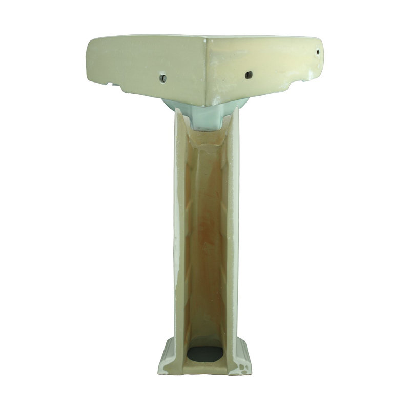 White Ceramic Corner Pedestal Bathroom Sink with Overflow