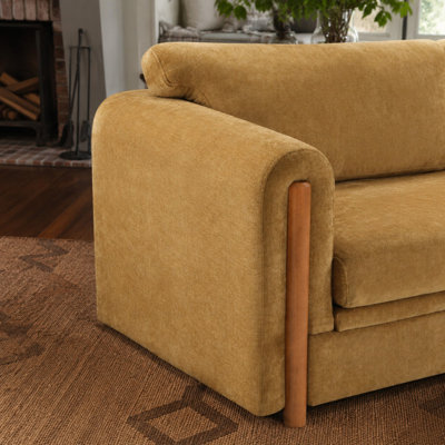 Canapé de 79 po en chenille moderne de 79 po, canapé 2 places avec pieds en bois d'hévéa, structure en contreplaqué et structure à assise à ressorts à arc, mobilier de siège profond confortable pour la réception d'un bureau d'appartement