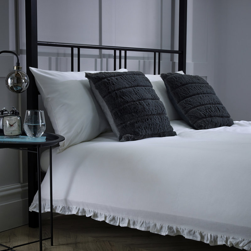XR Living Fern Four Poster Bed With White Soft Glow LED Lights, Double (4'6), Black