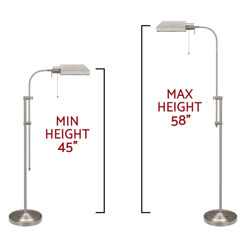 Ekalaka 58.25'' Task Floor Lamp, Brushed Nickel