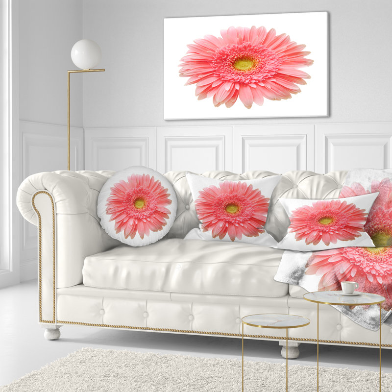 Coussin décoratif simple à motif floral sur fond blanc