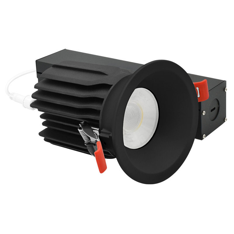 Luxrite 3 po Éclairage encastré à DEL sans cadre avec bordure ronde noire interchangeable étroite, CRI90, 15 / 20W, 1450 / 2100LM, à intensité variable, faisceau de 60 °, calibre humide