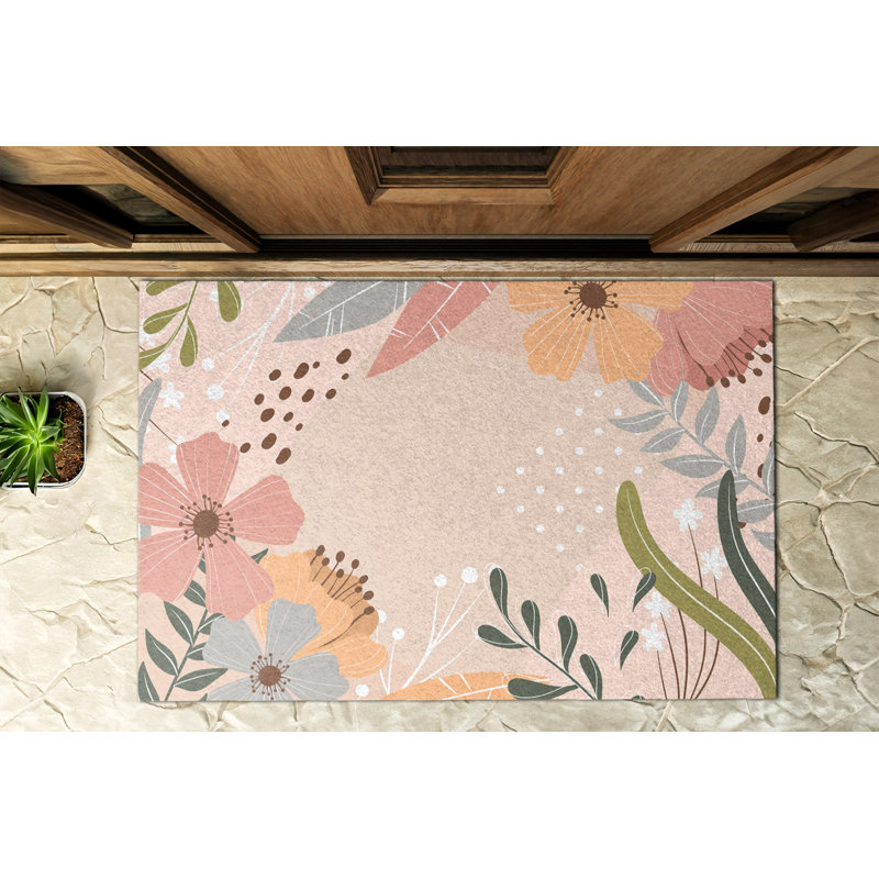 Non-Slip Floral Outdoor Doormat