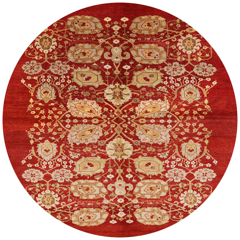 Tapis de style oriental rouge, Rond 3 pi