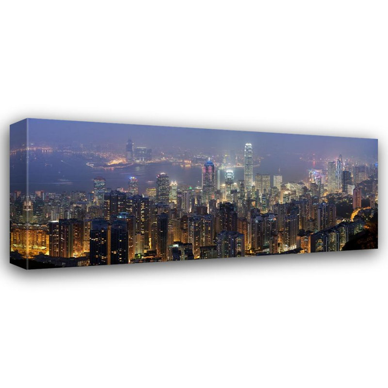 Paysage urbain de Hong Kong, H 10 po x l 24 po